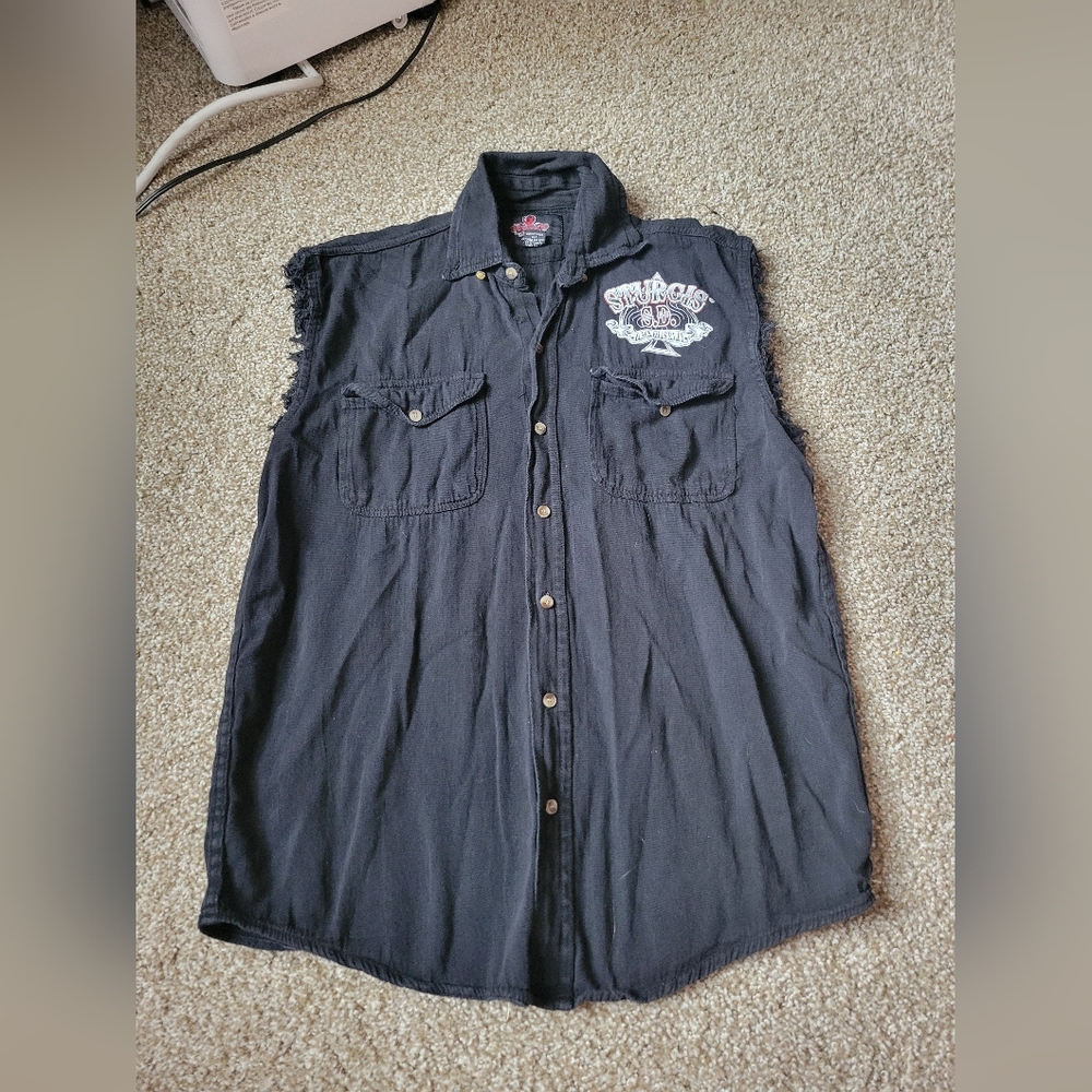Black Hills Rally 72thSTURGIS  Sleeveless Button Down Shirt Mens Size M
